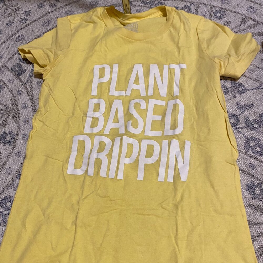 Plant‎ Based Drippin T-Shirt - Women's Small - Light Yellow - Vegan